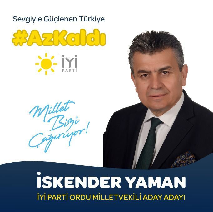 Ekonomist, yönetici, iş insanı İskender Yaman İYİ Parti’den Ordu Milletvekili Aday Adayı oldu. 