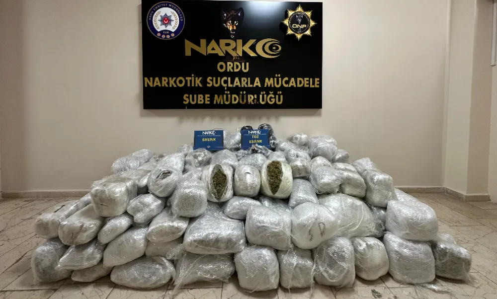 Ordu Narkotik Şube ekiplerinden uyuşturucu sevkiyatına büyük darbe